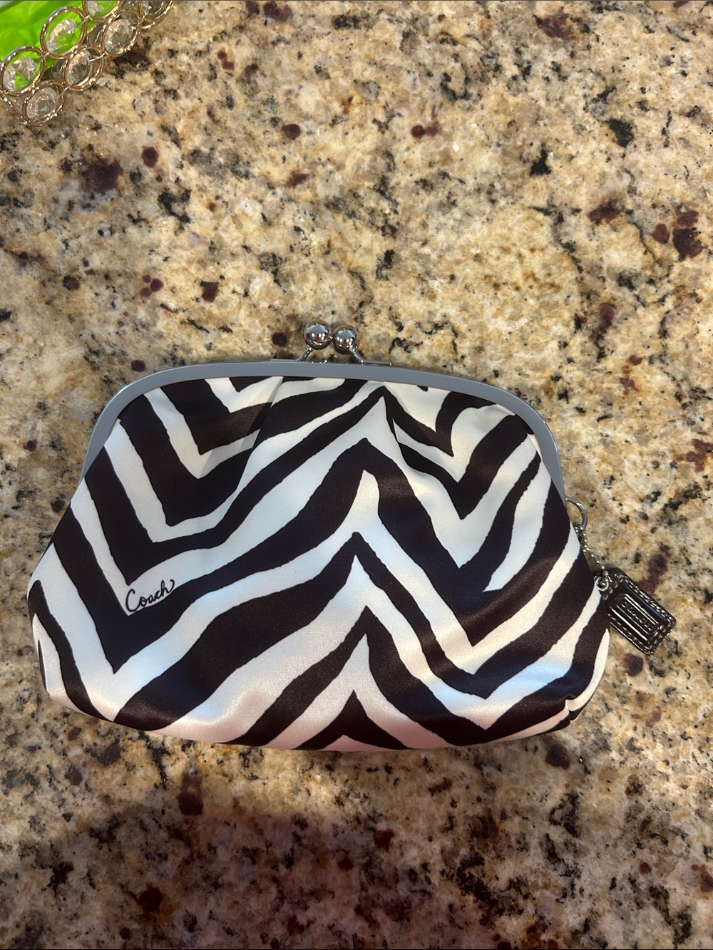 Coach Zebra Print Kiss-Lock clutch - Picture 2 of 7